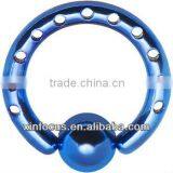 10 Gauge INDUSTRIAL PUNCHED Electric Blue TITANIUM BCR Body Jewelry thumbnail-1