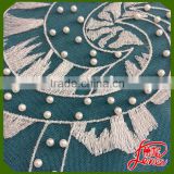 HIGH QUALITY PLAIN EMBROIDERY FABRIC WITH PEARL AND BEADS
