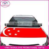 custom elastic printed polyester&spandex Singapore flag car hood cover,promotion car bonnet flag for national day
