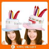 3D happy birthday cake and candle hat, adult birthday hats, fancy birthday hat