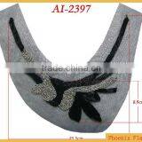 Fashion Crystal Rocailles and Black Bugles Beaded Neck Trim AI-2397 thumbnail-1