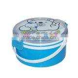 Clear Round Plastic Food Container With Compartments and Fork and Spoon Inside thumbnail-6