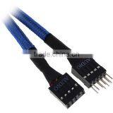 9 Pin Audio Extension Cable 45cm - Sleeved Blue / Black thumbnail-2