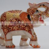 Marble Stone Elephant Handicraft Artisan Gift Rich Art And Craft Home Decor Sculpture India Animal