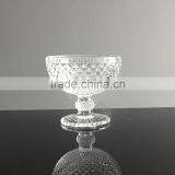 Novelty Fancy Diamond Embossed Ice Cream Glass Cup With Shot Stem thumbnail-1