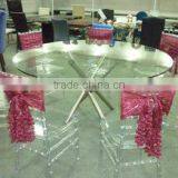 Wholesale Modern Tempered Glass Dining Table With Stainless Steel Base thumbnail-5