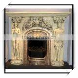47 Inches Antique Yellow Polyresin Wood Burning Fireplace thumbnail-1