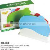 4pcs plastic color coded index chopping cutting board with non-slip base la planche