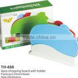 4pcs Plastic Color Coded Index Chopping Cutting Board With Non-slip Base la Planche thumbnail-1