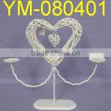 Decorative White Willow Heart Candle Holder thumbnail-1