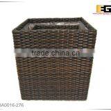 PE/Plastic Rattan Cube Square With Liner Outdoor Flower Planter thumbnail-2