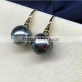Tahitian Pearl Earrings With 14K Golden Clasp thumbnail-1