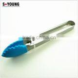 14025 Leaf Shape Silicone Kitchen and Barbecue Grill Tongs Cooking Stainless Steel Handle Food Tong thumbnail-3