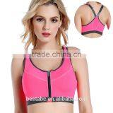 Women's Hight Support Workout Active Plunge Front Fastening Zipper Sports Bra thumbnail-6