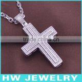 HWMCP1266 Micro Pave Setting Stainless Steel Cross Pendant thumbnail-1