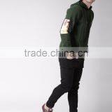 Men Green Printed Back Hooded Sweatshirt Long Sleeves Straight Hem Kangaroo Pocket Hoodies 60% Cotton 40% Polyester Custom Patte thumbnail-5