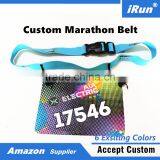 Customized Embroidery Logo Running Number Belt With Gel Holders - IronMan Triathlon Stretch Woven Logo Race Bibs Number Belt thumbnail-1