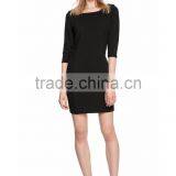 Ladies Orange Bright Color 3/4 Sleeve Wrap Dress thumbnail-2