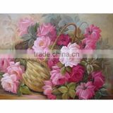 Cotton Embroidery DIY Kit Diamond Painting Rhinestone Pink Flower Basket Pattern 45cm x 35cm 1Set