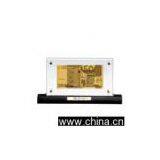 Euro Gold Banknote Wooden Base thumbnail-1