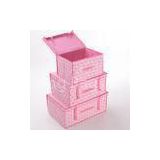 Large Pink Essential Household Non Woven Storage Boxes with Lid for Clothing