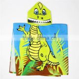 china supplier 100% cotton kids hooded towel, Dinosaur beach towel, hight quality reactive printed bath towels