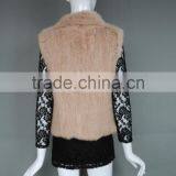 Lady Pretty Short Rabbit Fur Knitted Vest With Square Collar New Style thumbnail-4