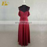 Detachable Spaghetti Strap And Off Shoulder Wine Red Long Bridesmaid Dress thumbnail-1