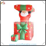 Promotion christmas inflatable gift box, inflatable santa box with santa claus for celebration, exhibition event, advertising