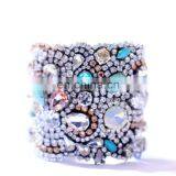 Aidocrystal Handmade Bridal Bracelet Cuff Baracelet Opal Turquoise Crystal Wedding Cuff Bangle thumbnail-1