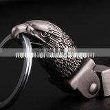 Luxurious Goshawk Head Leather Keychain, Custom Logo Leather Keychain thumbnail-2