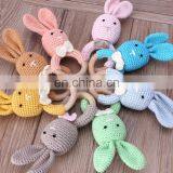 Stroller Baby Room Hand-woven Rattle Toy Child Rabbit Wooden Ring Vocal Rattle Doll thumbnail-3