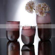 Nordic Home Decor Creative Luxury Red Cylinder Vase Flower Glass Set Wholesale thumbnail-1