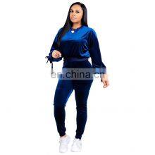 Wholesale Customized Women's Suits European and American Women's Long-sleeved T-shirt Tight Trousers Casual Suit thumbnail-3