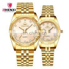 CHENXI 004A Couple Japan Watch Stainless Steel Hand Watch Crystal Diamond Gold Couple Outdoor Watch thumbnail-3