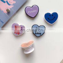 Customised LOGO Heart-shaped Mobile Holder Custom Logo With Epoxy Resin Phone Grip Cell Phone Stand For Phone Sockets thumbnail-4