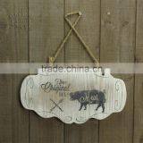 Wood Kitchen White Cambered Restaurant Decorative Border Pig Wood Wall Plaque With Sayings thumbnail-2
