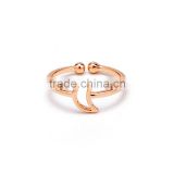 Wholesale Pretty 2 Colors Crescent Moon Flexible Open Ended Metal Rings For Girls
