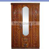 Pvc Armoire 3 Doors Dark Beech Color With Middle Ellipse Mirror thumbnail-2