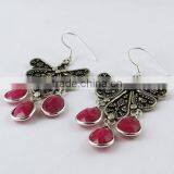 Deluxe Dyed Ruby Earring, Silver Jewelry India, Gemstone Silver Jewelry thumbnail-3