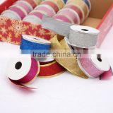 Factory supply 5cm wire edge glitter christmas decorative gift ribbon large size small display packing