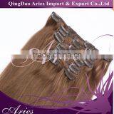 Wholesale Clip in Hair Extension REMY Cheap 100% Human Hair Dark Color Clip in Hair Extension thumbnail-1