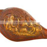 Shankh With Ganeshji and Rat Engraved