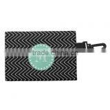 Black and White Striped Pattern Hot Pink Monogrammed Cosmetic Bag thumbnail-3