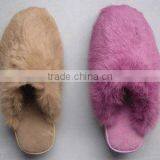 Ladies rabbit fur slippers