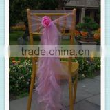 YHS#517 organza curly polyester banquet wedding wholesale chair cover sash bow