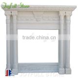 Hand Carved Columned White Marble Fireplace Mantel
