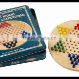 Wooden Chinese Checker in Tin Box