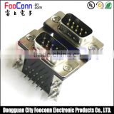 Dongguan manufacturers supply Stack D SUB Connector 9 Male to 9 Male Right Angle