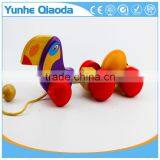 Colorful Pull Along Wiggles Crow With One Egg Wooden Toy Wiggles as You Pull They Make a Fun Baby thumbnail-6